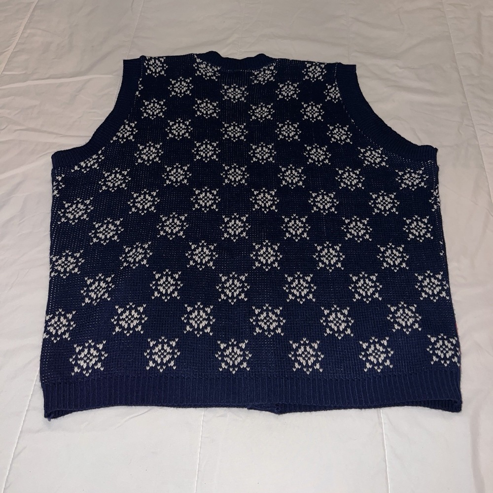Vintage Cabin Creek 80s Blue Christmas Snowman Sweater Vest Size Large - Picture 2 of 5